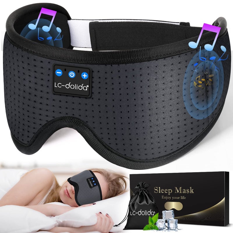 LC-dolida Sleep Headphones, Sleep Mask Bluetooth Wireless Music Eye Mask, Sleeping Headphones for Side Sleepers Sleep Mask with Bluetooth Headphones Ultra-Thin Stereo Speakers Perfect for Sleeping - Image 1