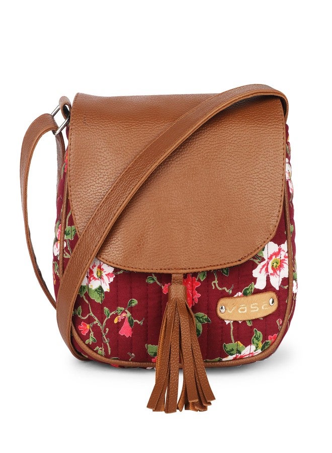 VASA Floral Print Shoulder Bag with Tassel - Image 1