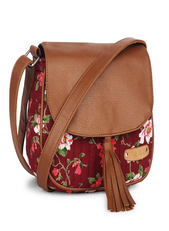 VASA Floral Print Shoulder Bag with Tassel - Image 2