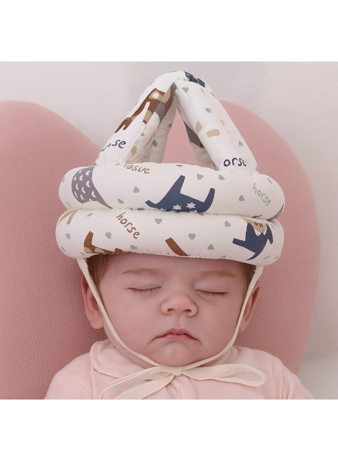 Baby Safety Helmet – Soft Padded Head Protector with Horse Print | Infant Crawling & Walking Gear - Image 1