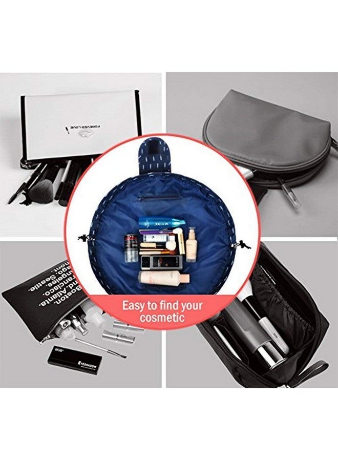 Estervig حقيبة مكياج قابلة للسحب من إستيرفيغ، سعة كبيرة، حقيبة تجميل مائية للسفر، منظم أدوات التجميل القابل للطي للنساء، حقيبة تخزين مكياج متعددة الوظائف (أزرق داكن) - Image 3