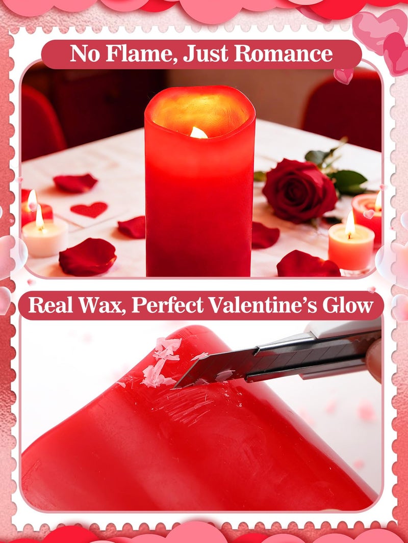 Alphatool Valentines Day Decorations LED Candle with Heart Projection - Red Flameless Candles Light, Romantic Valentines Day Decor for Date Night Party Home, Battery Operated - Image 4