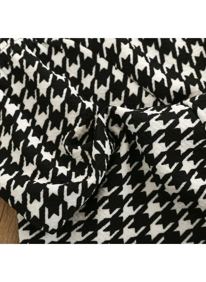 Black and white patterned baby girl pants
