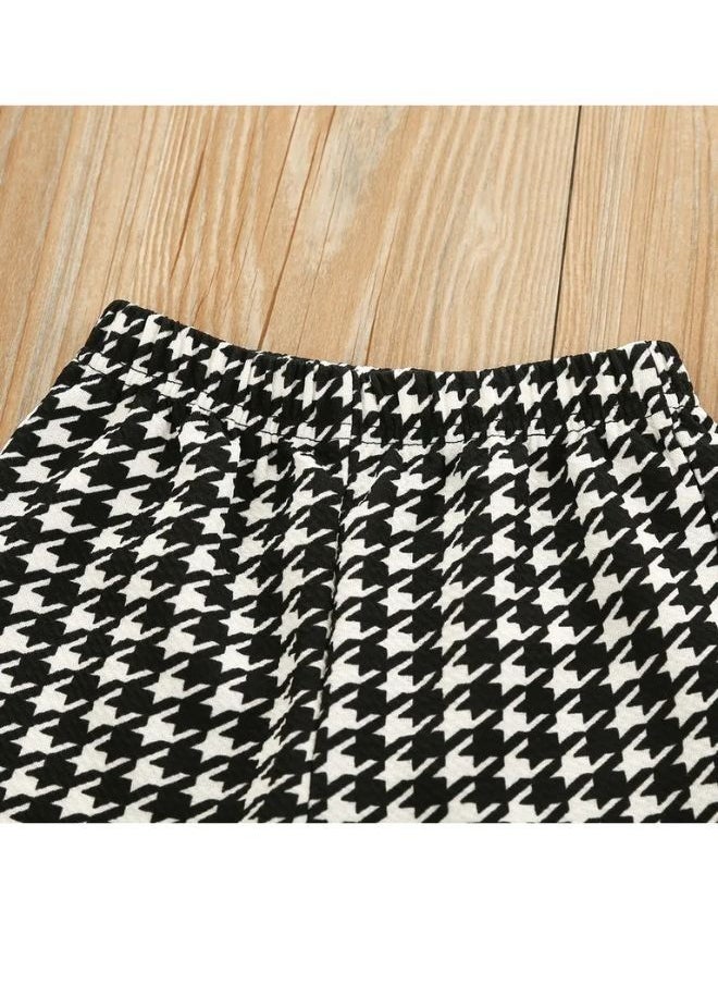 Black and white patterned baby girl pants