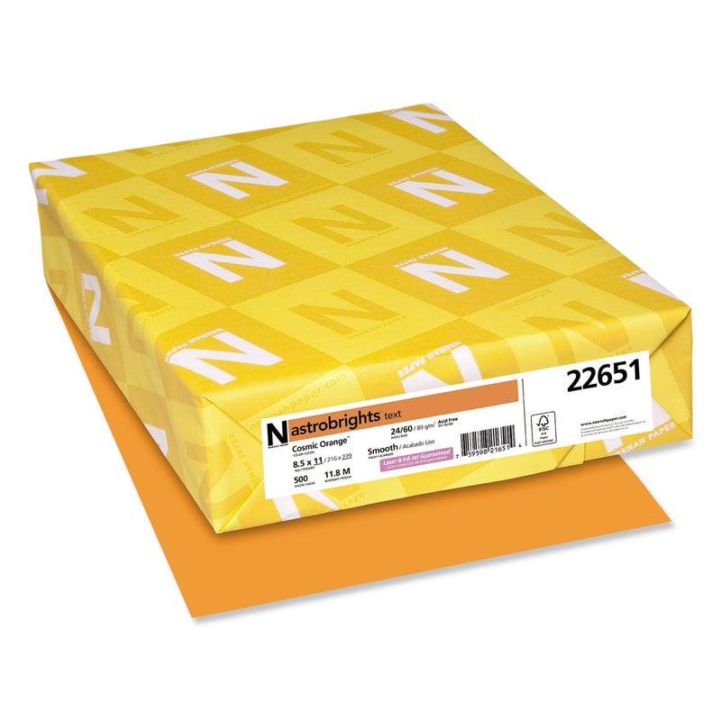Astrobrights Color Paper, 24 lb Bond Weight, 8.5 x 11, Cosmic Orange, 500/Ream - Image 1