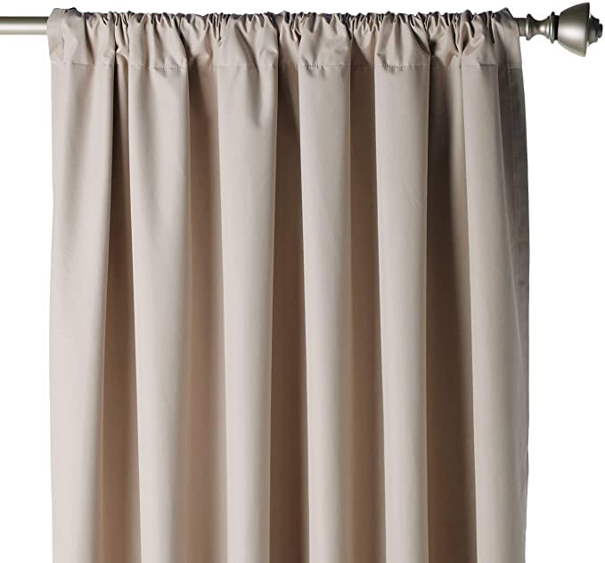 Parda Online Room Darkening Curtain for Bedroom Thermal Insulated Rod Pocket Blackout Noise Reducing 2 Piece Plain Solid Window Curtain for Living Room 7 feet Beige 213 L x 121 W centimeters - Image 2