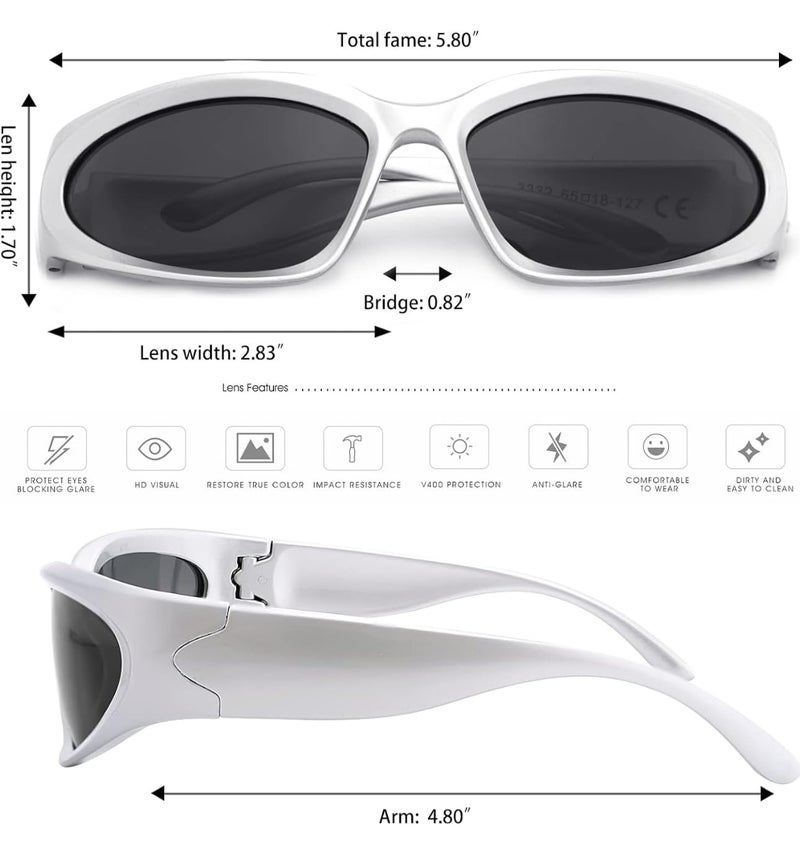 Iflash نظارات شمسية عصرية IFLASH للرجال والنساء بتصميم دائري أنيق ومظلم مستقبلي - Image 2