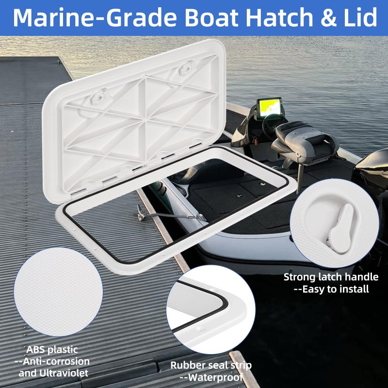 CLLOMAGY 24"x14" Marine Boat Deck Hatch Lid,White Rectangle Marine Boat Hatch Access Door Cover for Bass/John/Fishing/Skiff/Sailboat/Yacht & RV/Camper Van,Durable&Weatherproof Deck Access Lid Cover-2PCS - Image 5