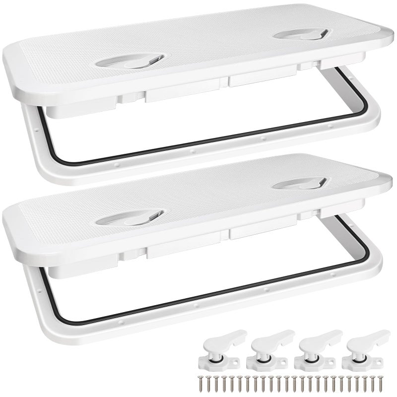 CLLOMAGY 24"x14" Marine Boat Deck Hatch Lid,White Rectangle Marine Boat Hatch Access Door Cover for Bass/John/Fishing/Skiff/Sailboat/Yacht & RV/Camper Van,Durable&Weatherproof Deck Access Lid Cover-2PCS - Image 1