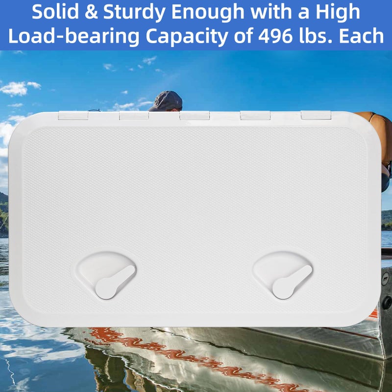CLLOMAGY 24"x14" Marine Boat Deck Hatch Lid,White Rectangle Marine Boat Hatch Access Door Cover for Bass/John/Fishing/Skiff/Sailboat/Yacht & RV/Camper Van,Durable&Weatherproof Deck Access Lid Cover-2PCS - Image 3