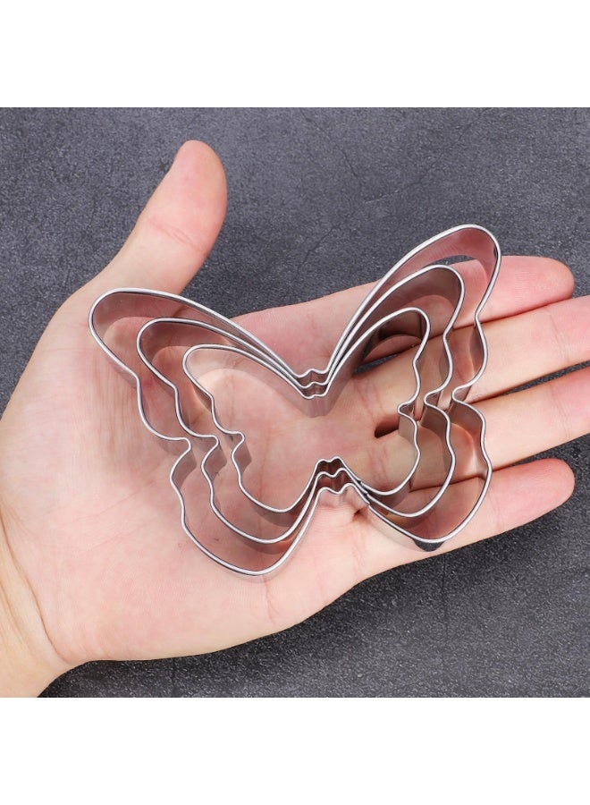 3 Pcs Butterfly Cookie Cutter Set, Stainless Steel Butterflies Shaped Baking Molds, Sandwich Cutter, Butterfly Fondant Biscuit Cutters for Biscuit, DIY Cake Craft, Pastry Decoration, 3 Sizes - Image 4