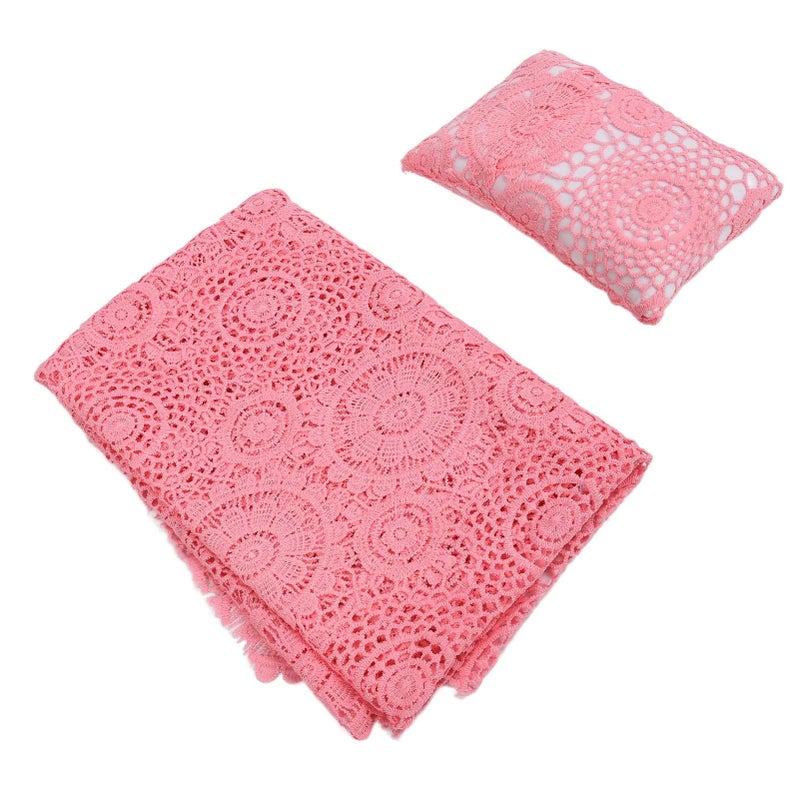Pink Newborn Wrap Lace Blanket for Infant Photo Prop Soft Baby Photography - Image 5