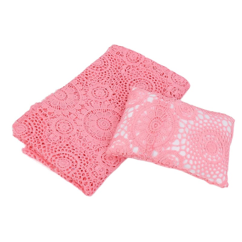 Pink Newborn Wrap Lace Blanket for Infant Photo Prop Soft Baby Photography - Image 3