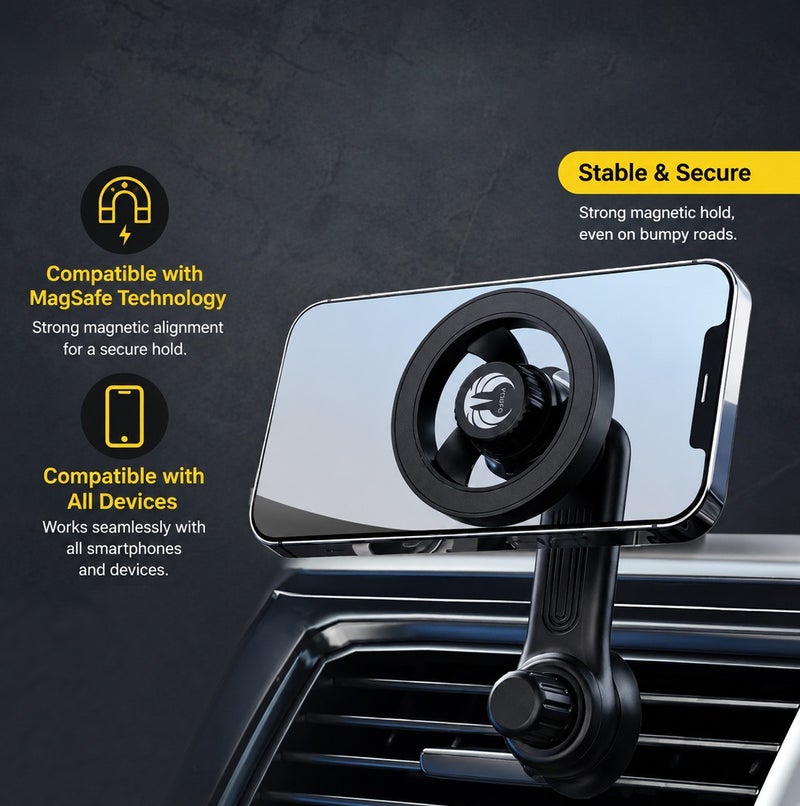 YOUFO Universal Magnetic Car Phone Holder Y4820, Dashboard Windshield Mobile Mount, 360 Degree Rotating Smartphone Stand, Strong Suction Cup Phone Holder, Hands Free Navigation Mount, Adjustable Magnetic Holder for Most Mobile Phones ERPCY4820 - Image 4