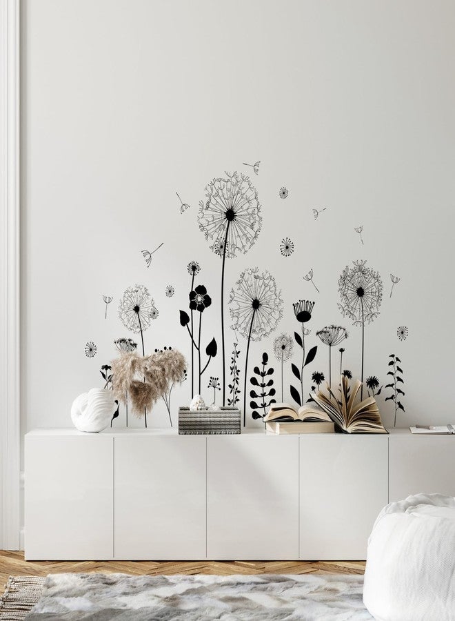 Supzone Black Dandelion Wall Stickers Attractive Flying Flower Butterfly Wall Decals Peel and Stick Creative Self Adhesive Wall Art Sticker for Bedroom Living Room Office Sofa Wall Decor - Image 4