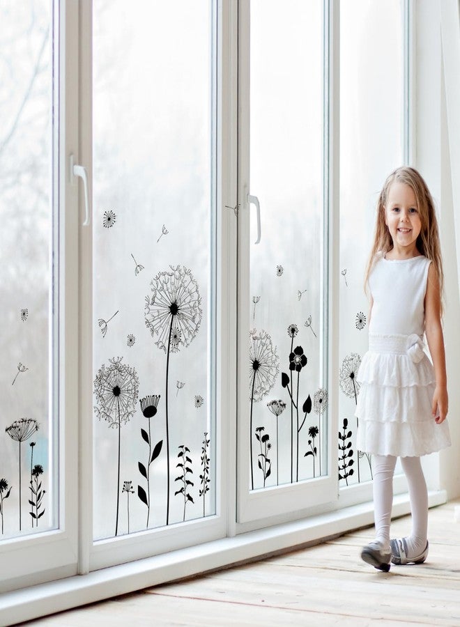 Supzone Black Dandelion Wall Stickers Attractive Flying Flower Butterfly Wall Decals Peel and Stick Creative Self Adhesive Wall Art Sticker for Bedroom Living Room Office Sofa Wall Decor - Image 3