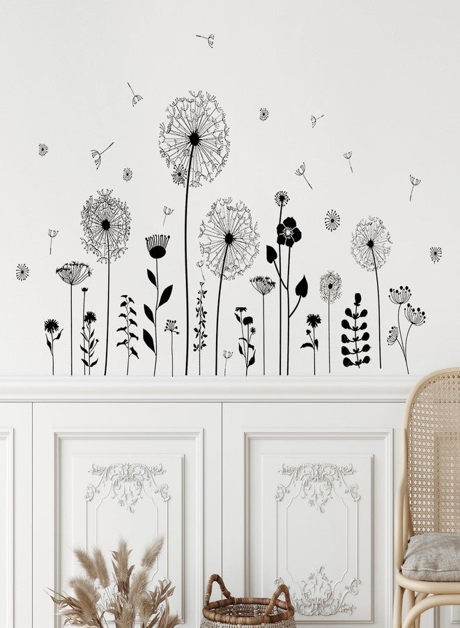 Supzone Black Dandelion Wall Stickers Attractive Flying Flower Butterfly Wall Decals Peel and Stick Creative Self Adhesive Wall Art Sticker for Bedroom Living Room Office Sofa Wall Decor - Image 5