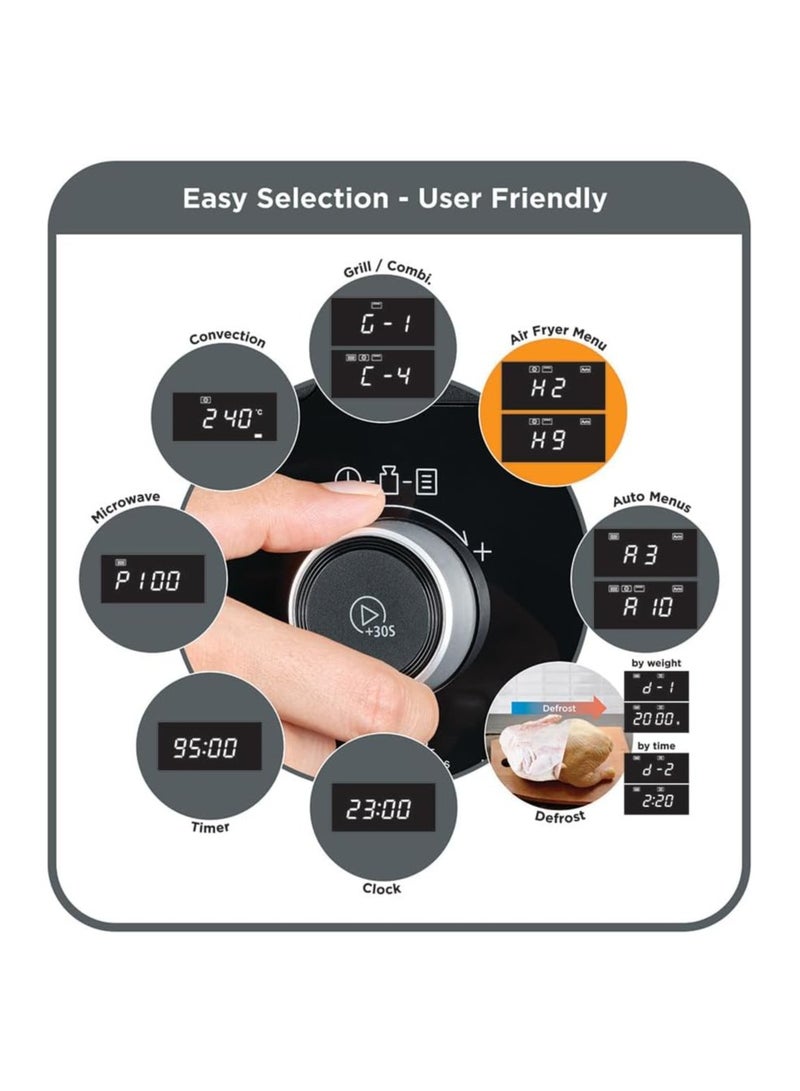 BLACK+DECKER 4-in-1 Digital Microwave Oven With Air Fryer, Grill & Convection, 29L Capacity, 10 Auto Cook Menus, 9 Air Fry Presets, 5 Power Levels, LED Light, Ideal for Families 29 L 1000 W MZAF2910-B5 Black - Image 3