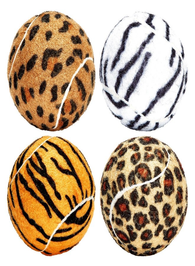 Tourna Unique Sports Dog Fetch Squeaker Balls Animal Prints 4 Pack - Image 1