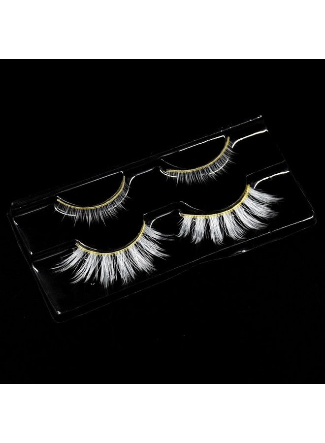 AUGENLI Halloween White False Lashes Extension Tools Japanese Anime Cosplay Natural Makeup Looking Masquerade Party Eye Lashes (01A) - Image 4