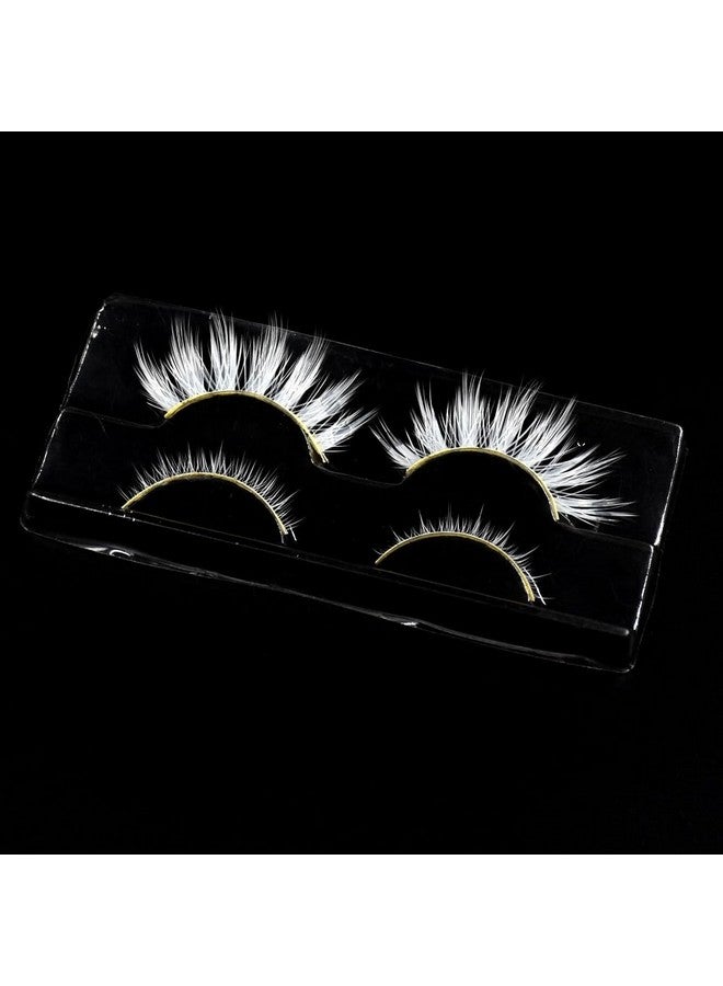 AUGENLI Halloween White False Lashes Extension Tools Japanese Anime Cosplay Natural Makeup Looking Masquerade Party Eye Lashes (01A) - Image 3
