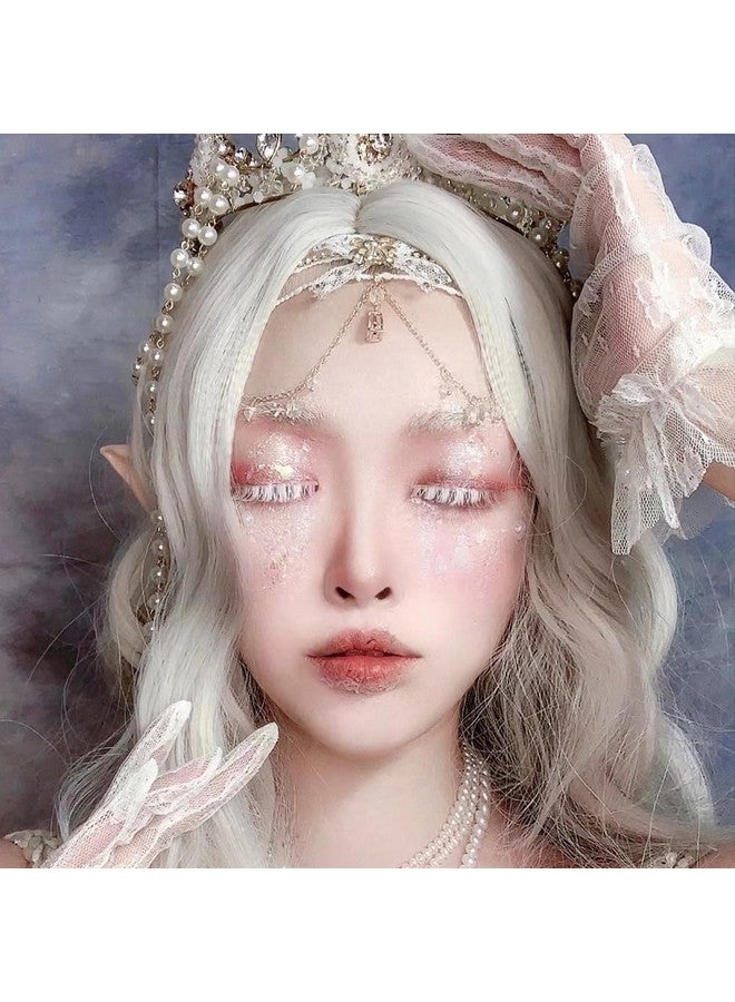 AUGENLI Halloween White False Lashes Extension Tools Japanese Anime Cosplay Natural Makeup Looking Masquerade Party Eye Lashes (01A) - Image 5