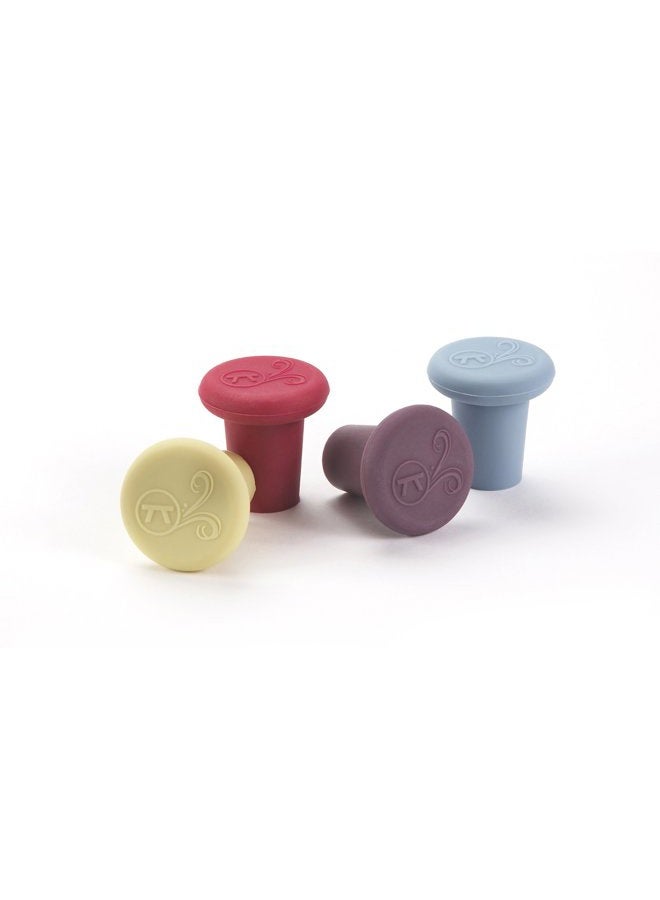 Outset B229 Silicone Wine Bottle Stoppers, Set of 4, Assorted - Image 1