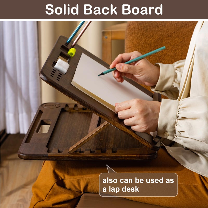 StrongTek 6-Position Bamboo Table Easel, 16x12 Inch Adjustable Drawing and Sketching Board with Built-in Handle and Back Storage, Portable Art and Lap Desk for Sketching, Reading, and Book Stand - Image 4