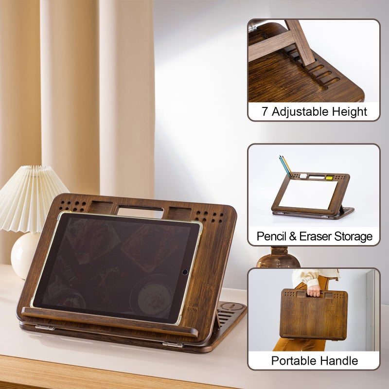StrongTek 6-Position Bamboo Table Easel, 16x12 Inch Adjustable Drawing and Sketching Board with Built-in Handle and Back Storage, Portable Art and Lap Desk for Sketching, Reading, and Book Stand - Image 5