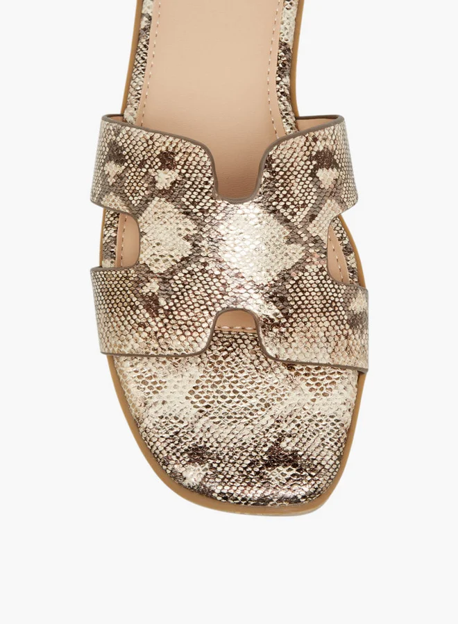 Flora Bella By Shoexpress Animal Print Slip-On Flat Sandals