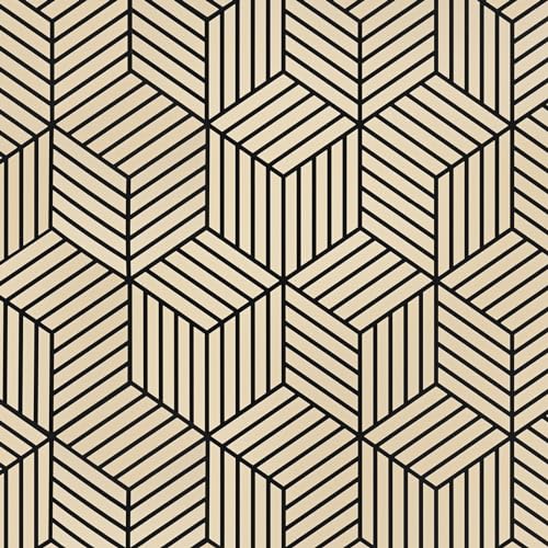WENMER 17.71 Inch x 197 Inch Geometric Hexagon Wallpaper Contact Paper Peel and Stick Brown and Black Hexagon Removable Self Adhesive Wallpaper Vinyl Film Shelf Paper & Drawer Liner Roll for Home Use - Image 1