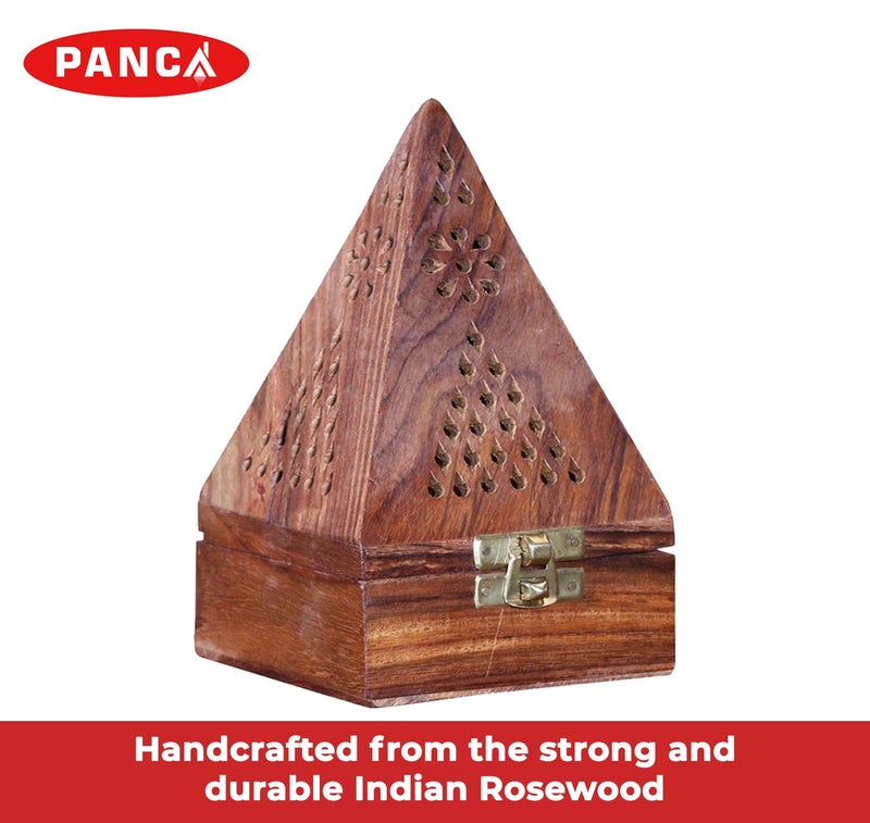 PANCA Wooden Dhoop Dhup Cup Cone Batti Stand Incense Holder for Pooja Puja Item Stand Ash Catcher Handcrafted Traditional Design for Aromatic Rituals - Pack of 1 - Image 4