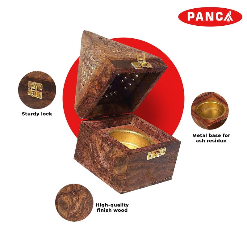 PANCA Wooden Dhoop Dhup Cup Cone Batti Stand Incense Holder for Pooja Puja Item Stand Ash Catcher Handcrafted Traditional Design for Aromatic Rituals - Pack of 1 - Image 5