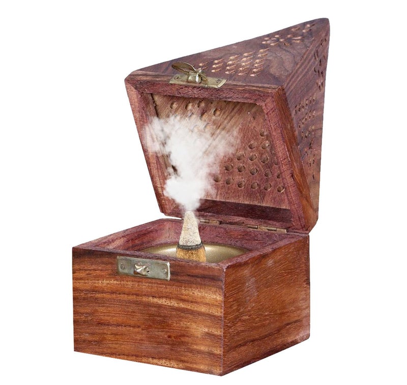 PANCA Wooden Dhoop Dhup Cup Cone Batti Stand Incense Holder for Pooja Puja Item Stand Ash Catcher Handcrafted Traditional Design for Aromatic Rituals - Pack of 1 - Image 2