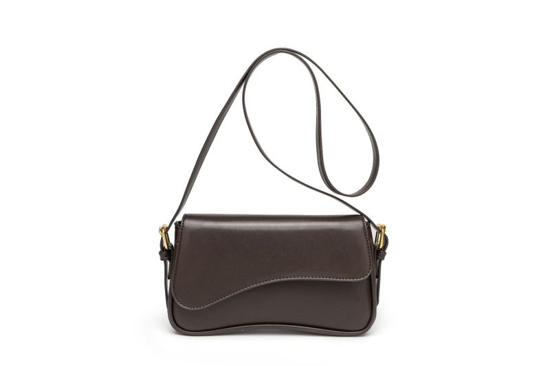Fashionable And Simple Flip-Top Magnetic Buckle Shoulder Bag For Work And Commuting Women'S Bag Underarm Diagonal Portable Solid Color Arc Small Square - Image 1