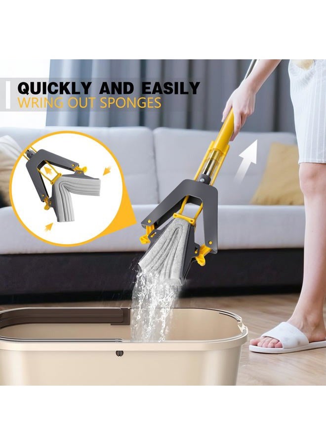 Masthome Sponge Mop, Roller Mop with 3 Super Absorbent Sponge Mop Refills, Self Squeeze Sponge Mop for Tile Marble Laminate Floor Cleaning - Image 4