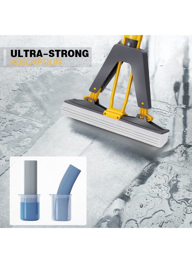 Masthome Sponge Mop, Roller Mop with 3 Super Absorbent Sponge Mop Refills, Self Squeeze Sponge Mop for Tile Marble Laminate Floor Cleaning - Image 3