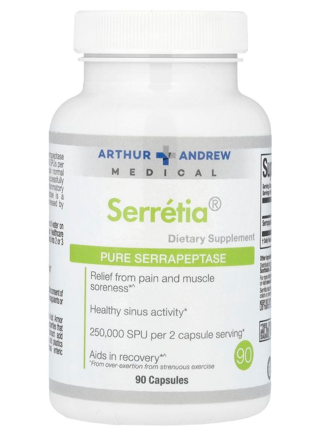 Arthur Andrew Medical Serretia® Pure Serrapeptase 250000 SPU 90 Capsules (125000 SPU per Capsule)