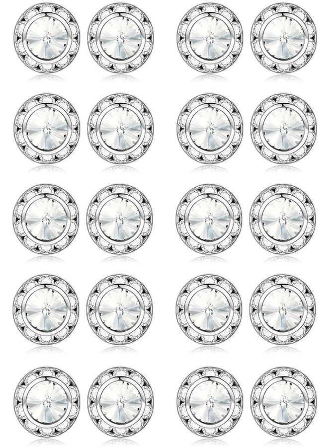 Tornito 10 Pairs Rhinestone Earrings Crystal Halo Stud Earrings for Dance Competitions Stage Opera Performance Wedding Party Multicolor Earrings Jewelry for Women Round Shaped 15mm - Image 1