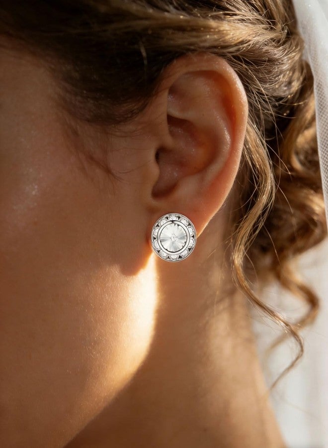 Tornito 10 Pairs Rhinestone Earrings Crystal Halo Stud Earrings for Dance Competitions Stage Opera Performance Wedding Party Multicolor Earrings Jewelry for Women Round Shaped 15mm - Image 3