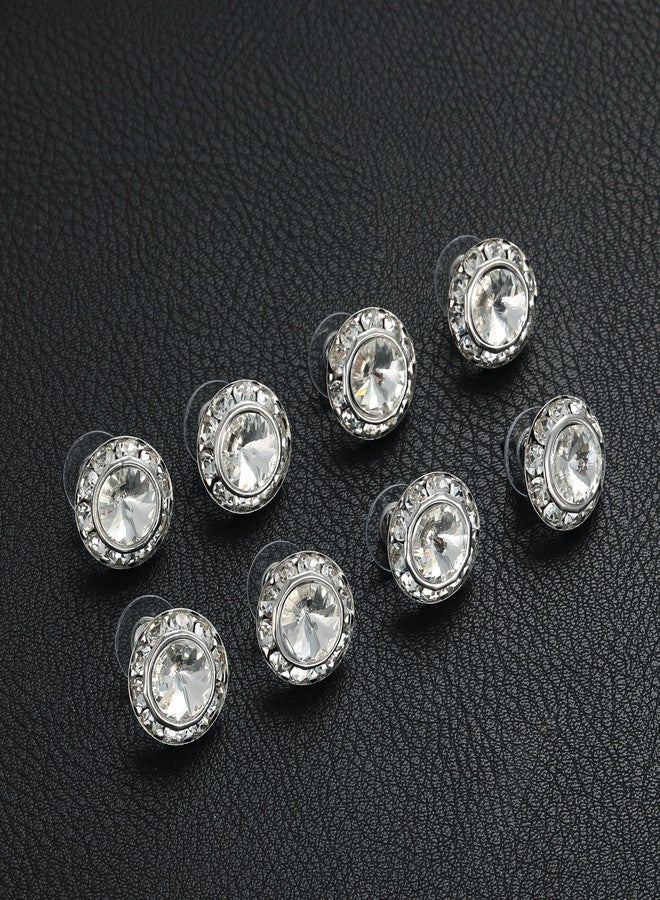 Tornito 10 Pairs Rhinestone Earrings Crystal Halo Stud Earrings for Dance Competitions Stage Opera Performance Wedding Party Multicolor Earrings Jewelry for Women Round Shaped 15mm - Image 5