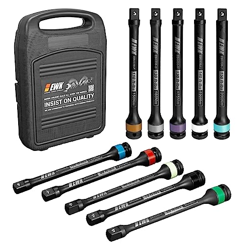 EWK 10 Pcs 1/2" Impact Torque Limiting Extension Bar Set, 65-150 Ft-lbs (90-200 Nm) High Precision Torque Limiting Stick Set with 8 Inches Long - Image 1