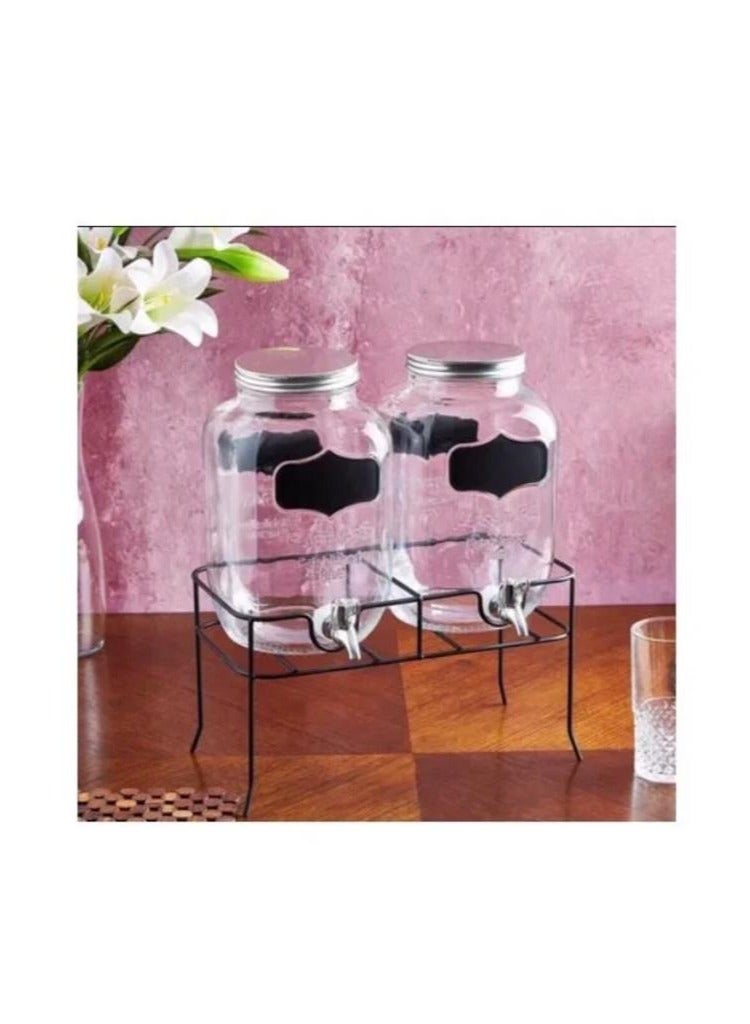 Twin glass beverage dispenser with stand, 2x4 litres - Image 1