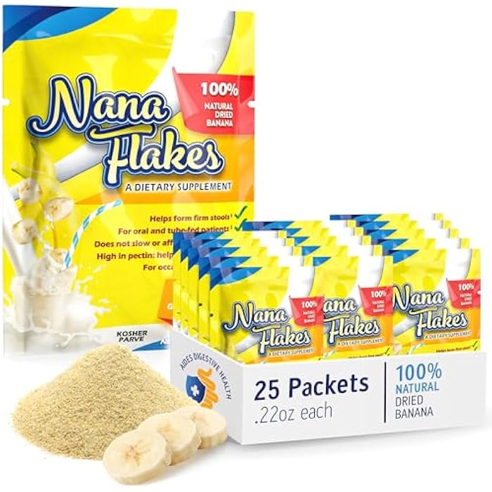 Nutritional Designs Nana Flakes 100% Pure Banana Flakes Medical Food Powder - Decrease Fat Intake & Natural Remedy for Diarrhea & Heart Burn - Great Source of Protein & Fiber (25 Single-Serve Packs) - Image 1