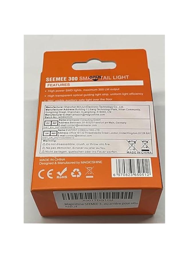 Arabest SEEMEE 300 Bike Taillight,300 Lumen Bike Tail Light,5 Night & Daytime Modes,Smart Brake Sensor IPX6 Waterproof USB-C Rechargeable Rear Bike Light for Night Riding - Image 3