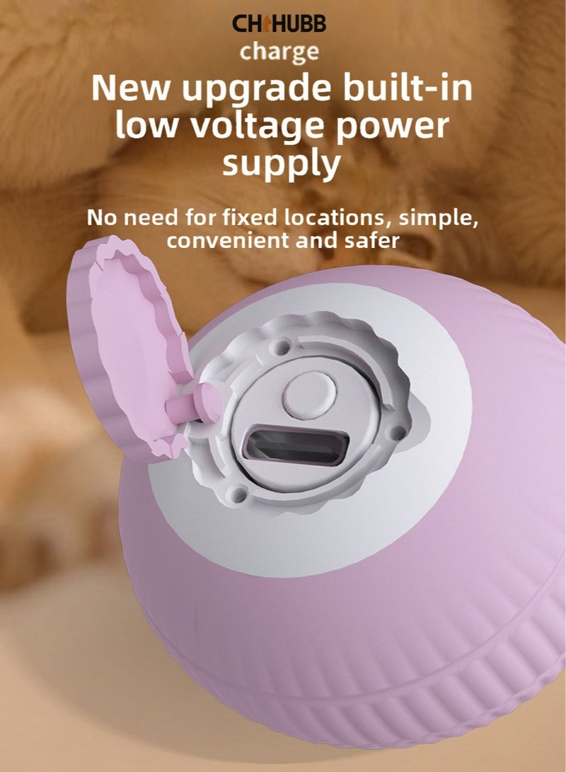 CHIHUBB Interactive Cat Toy Ball – USB Rechargeable, LED Light, Silent Auto Rolling with Smart Modes, for Indoor Cats & Daily Play – Pink - Image 4