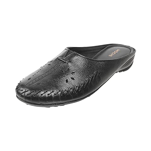 Mochi Womens Leather Black Slip Ons (Size (4 UK (37 EU)) - Image 1