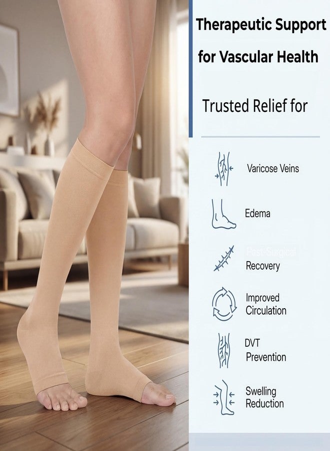 MGANG Plus Size 4XL Wide Calf Compression Socks 20-30 mmHg for Men Women - Medical Grade Knee High Open Toe Stockings Support for DVT, Varicose Veins, Edema, Shin Splints Relief - Nurses, Pregnancy, Travel - Image 5