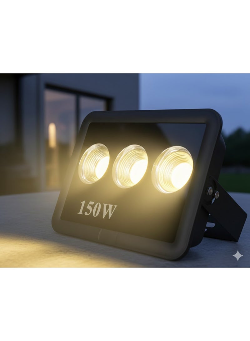 كشاف LED فائق السطوع 150 وات، إضاءة كاشفة للأمن والساحات، تثبيت على الحائط، [لون ابيض]. - Image 1