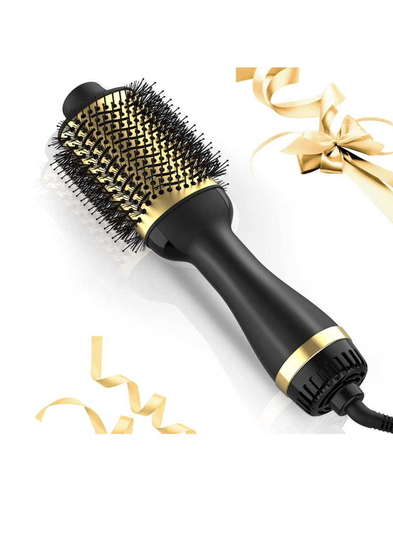 One Step Multifunctional Hot Air Hair Styling Brush Dryer And Styler 3 In 1 Black Gold  - Image 1